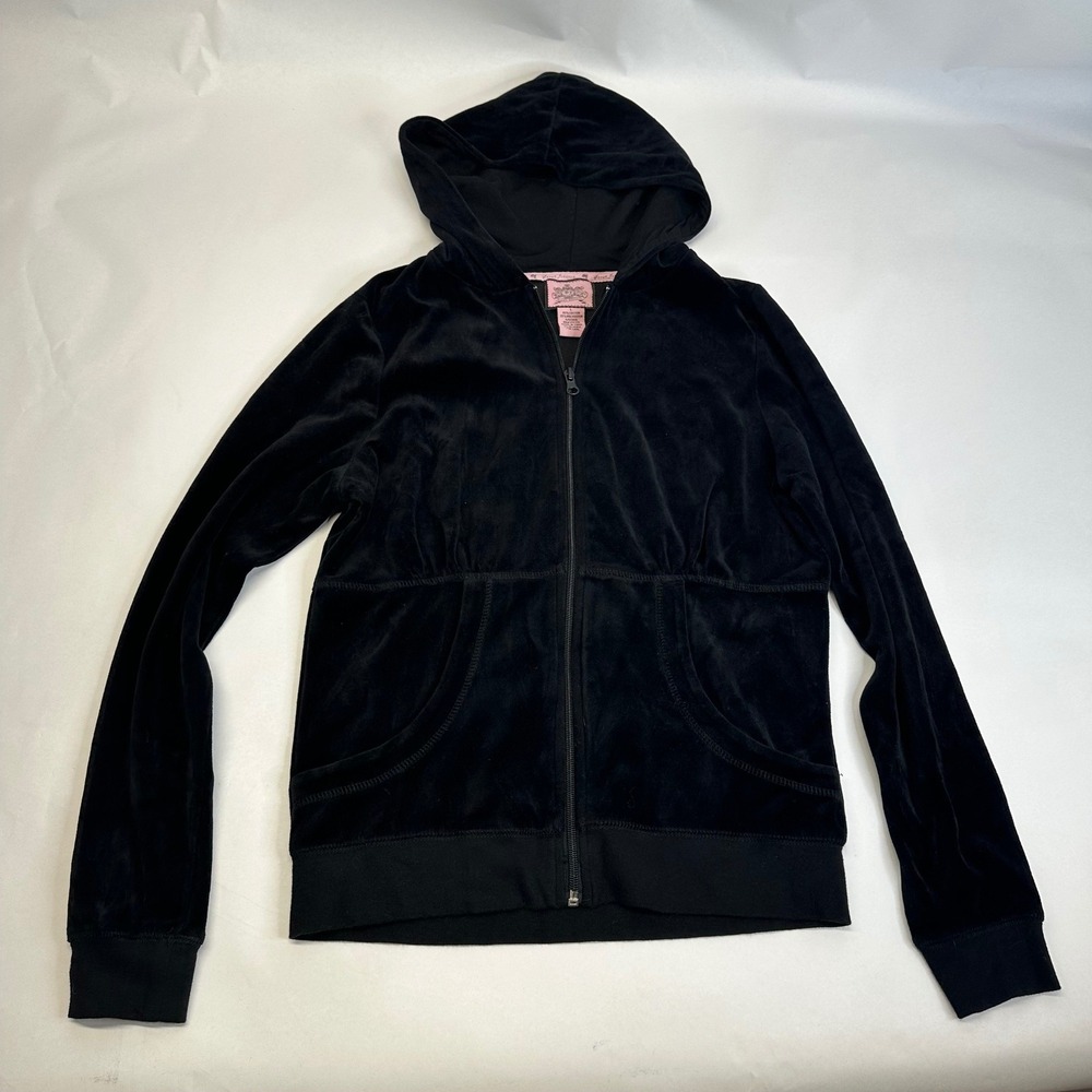 Vintage Y2K 90s‎ Sarah Johnson Black Velour Zip Up Hoodie Womens Large